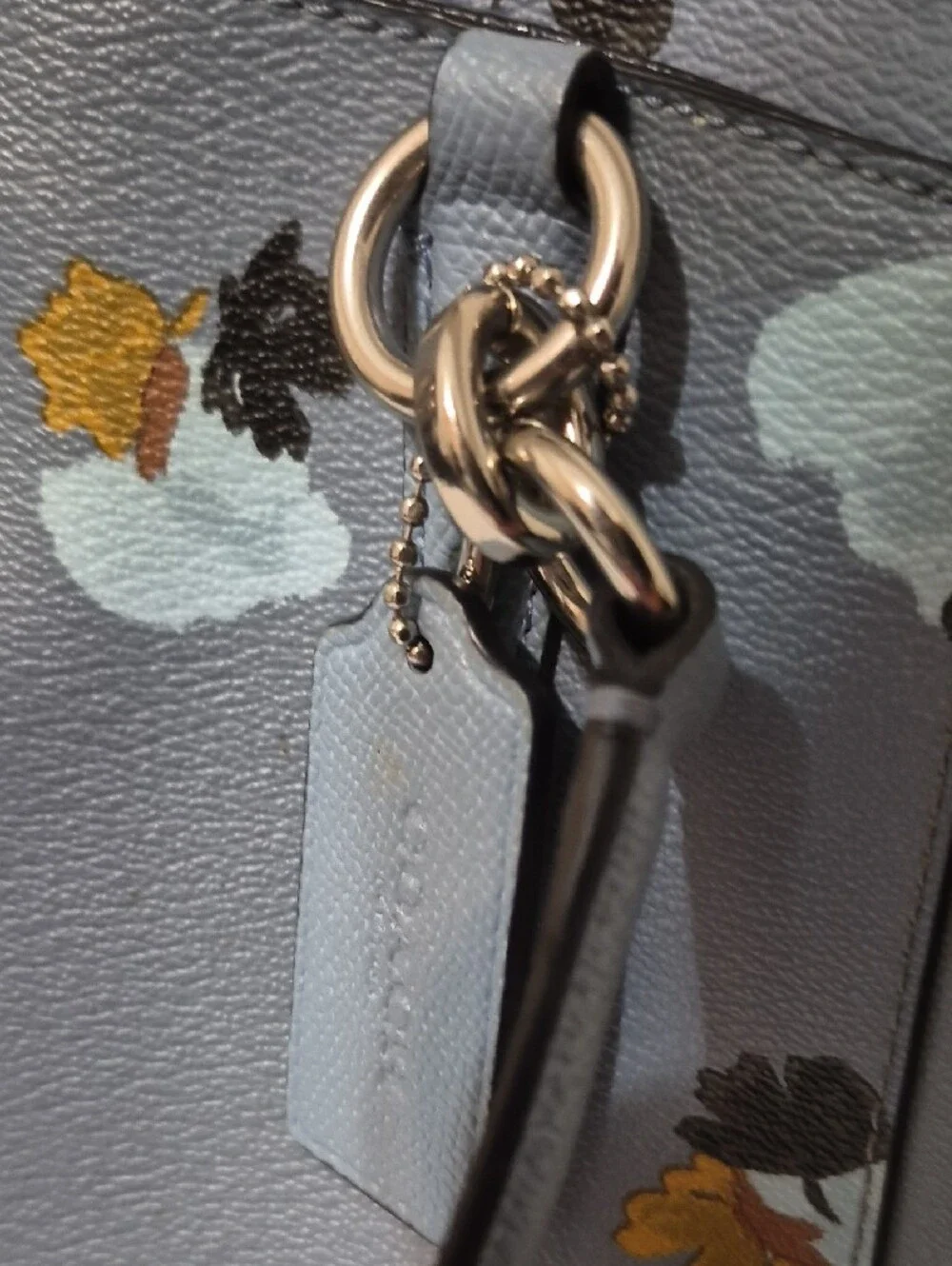 COACH Light Blue Floral Satchel with Gold Accents #B1780 38147